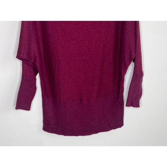 Eileen Fisher Cotton-Cashmere 3/4 Sleeve Drape Cowl Neck Sweater Magenta Medium - Picture 4 of 10